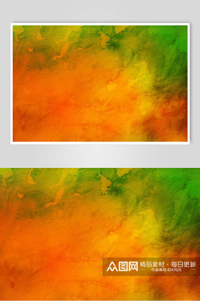 橙绿渲染水彩纸质纹理图片素材