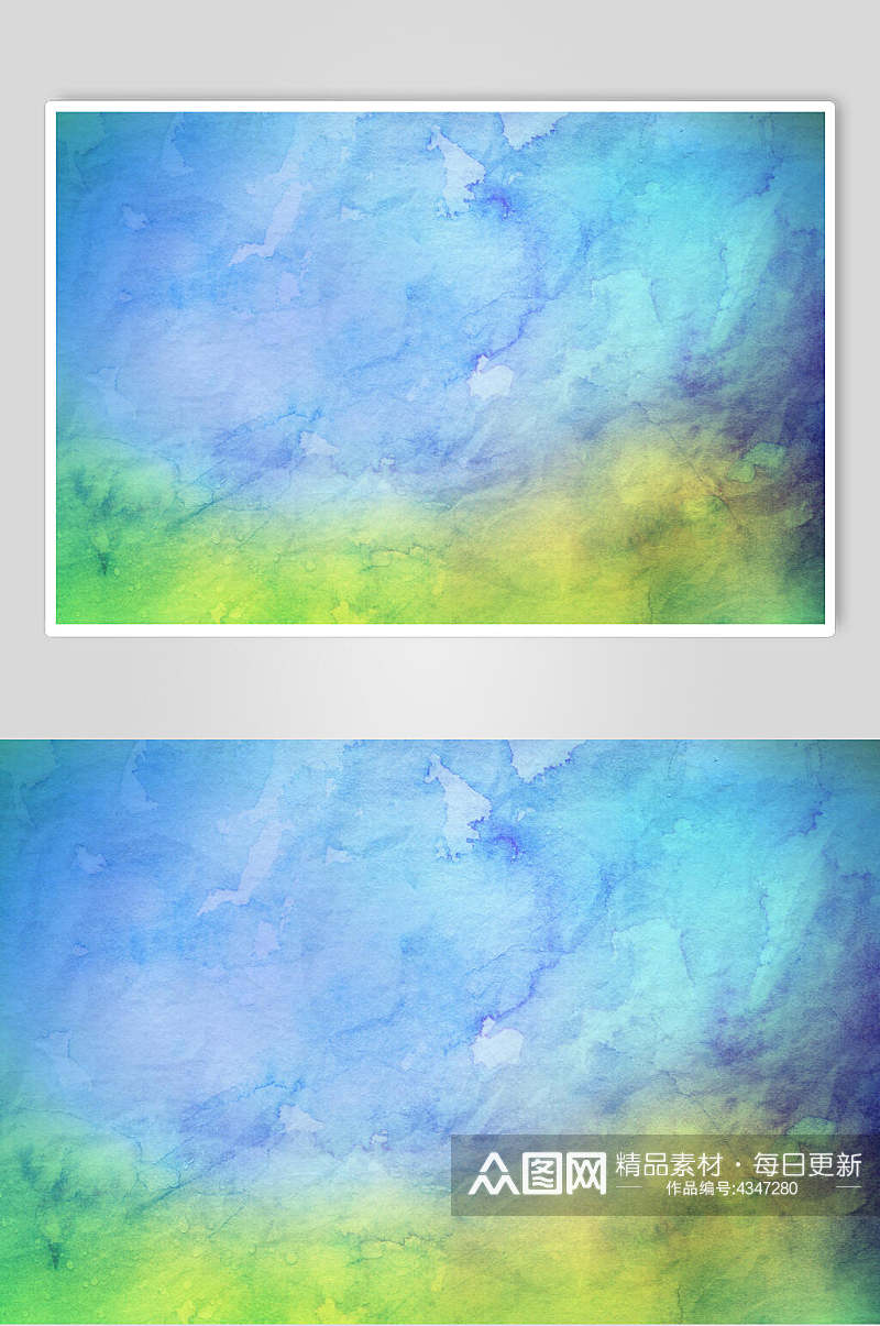 蓝绿水纹质感水彩纸质纹理图片素材