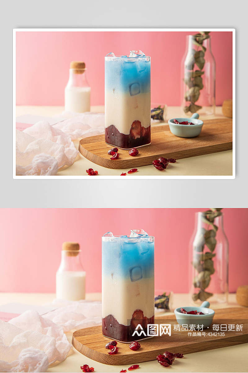 奶茶蓝色冰图片素材