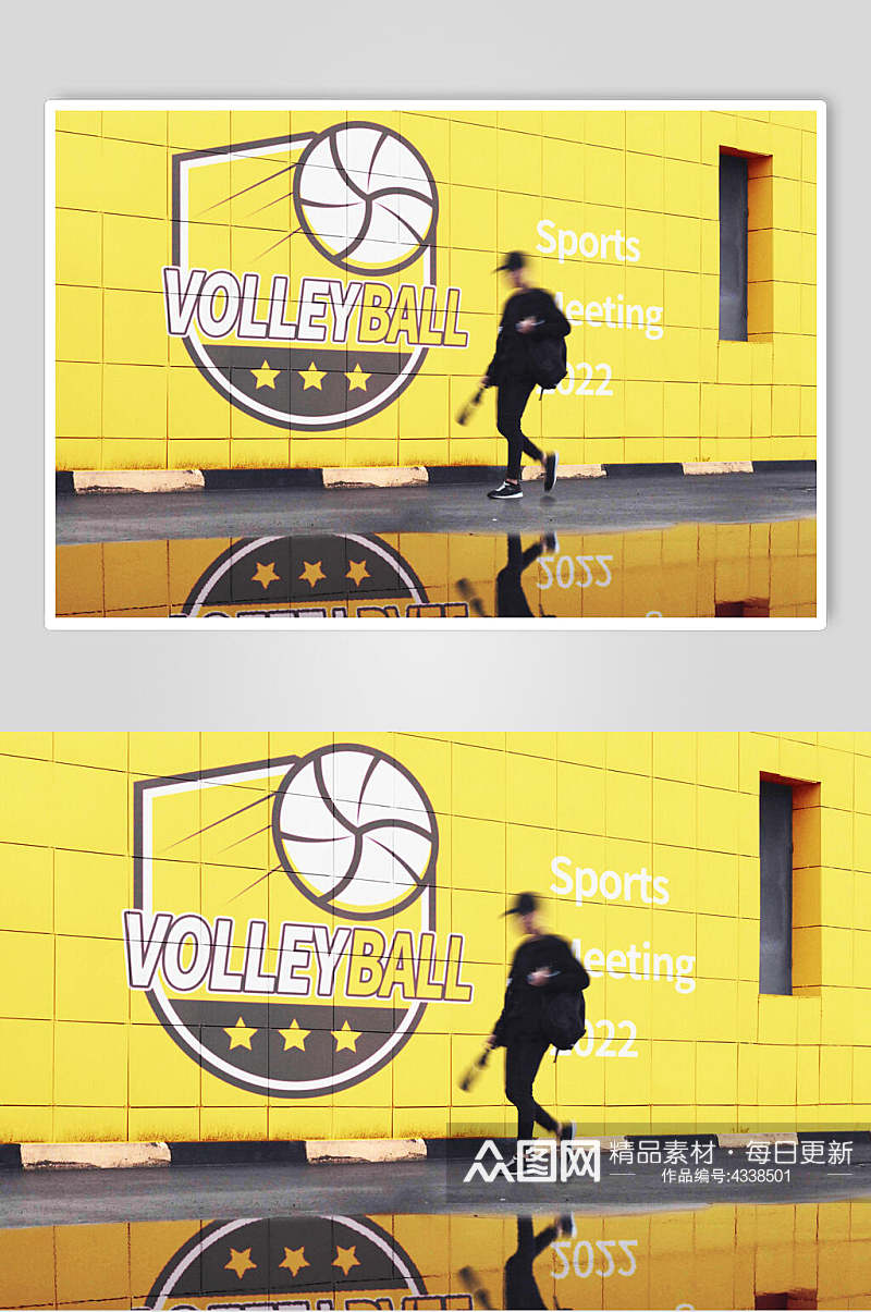 墙壁朦胧黄色简约运动品牌VI样机素材