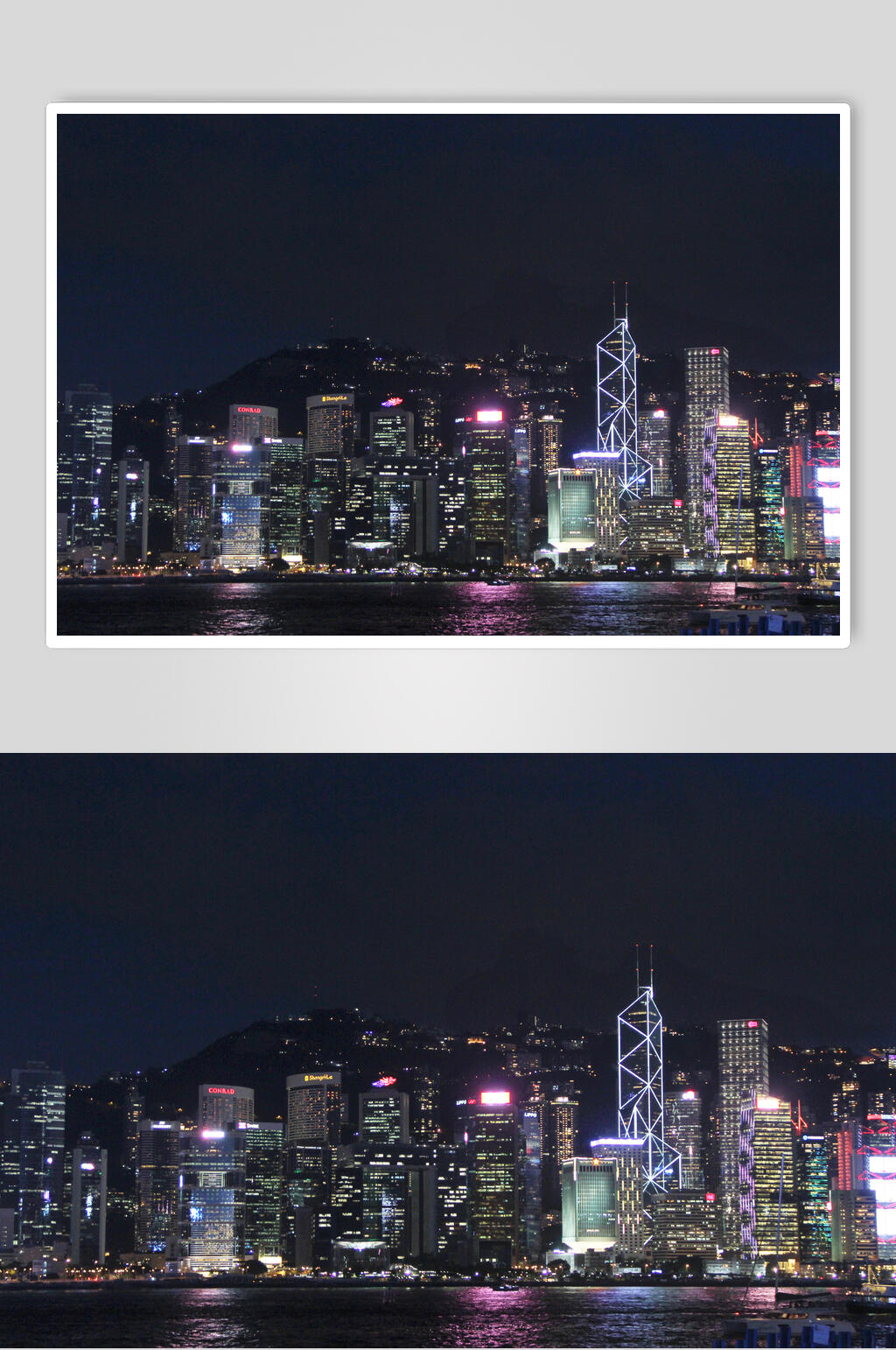 夜景海边维多利亚港口图片素材