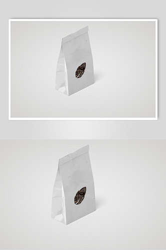 灰色叶子创意高端纸袋外卖包装样机