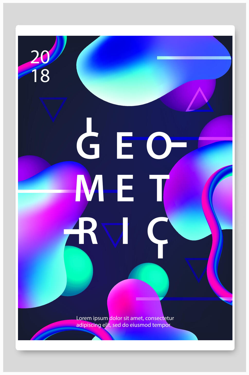 炫彩英文时尚抽象线条渐变海报素材