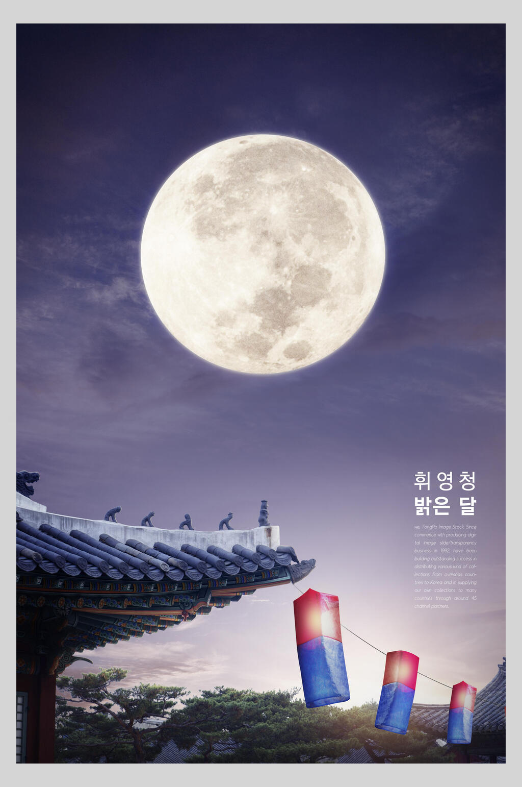 紫色时尚简约韩国中秋节海报素材