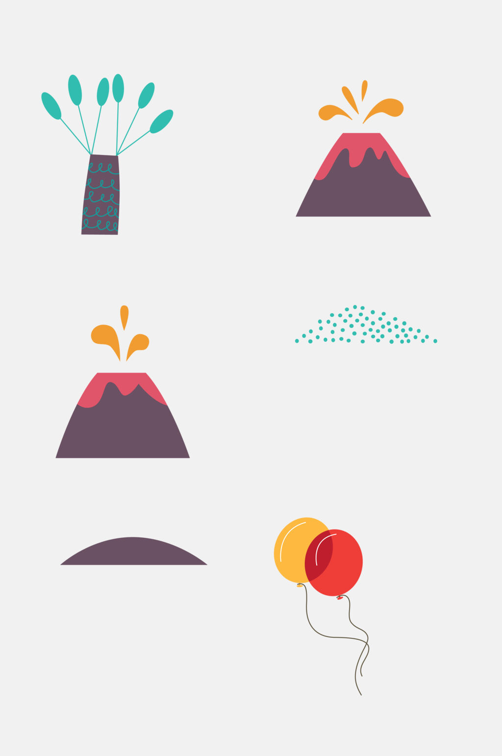 火山儿童卡通插画免抠素材素材