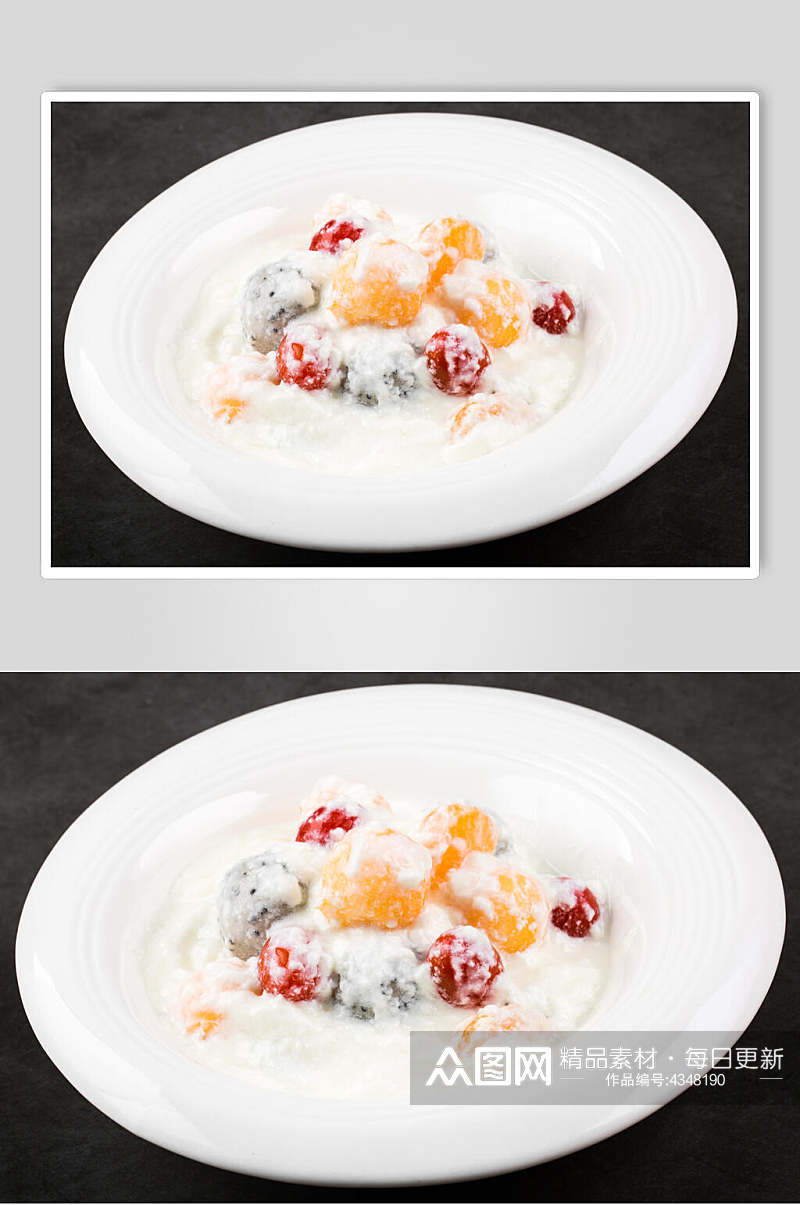 酸奶火龙果水果捞图片素材