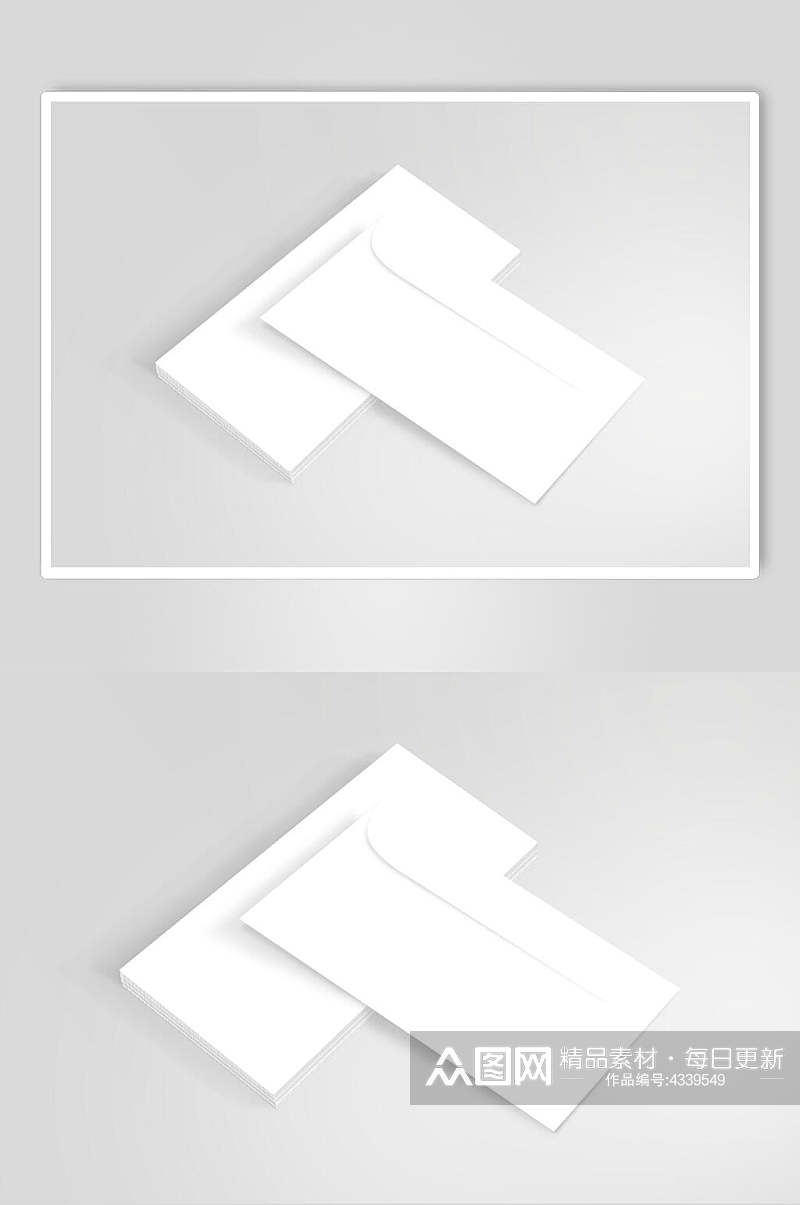 信封创意高端灰白方形清新名片样机素材