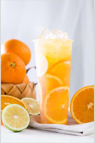 奶茶橙子柠檬图片