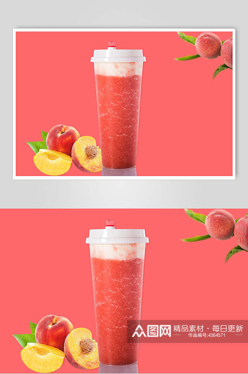 桃子红色清新奶茶果汁图片素材