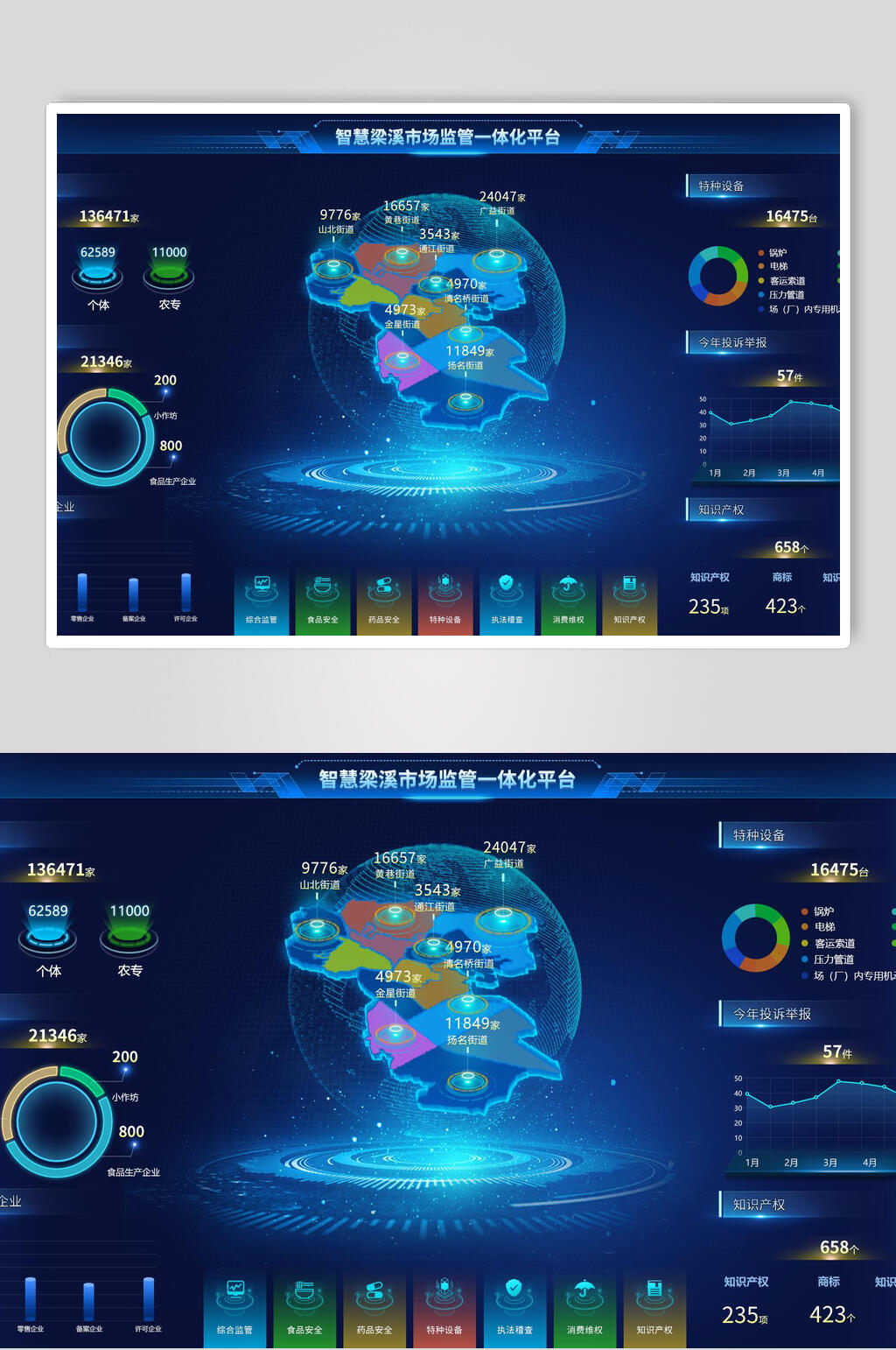 炫彩科技风数据分析UI素材素材