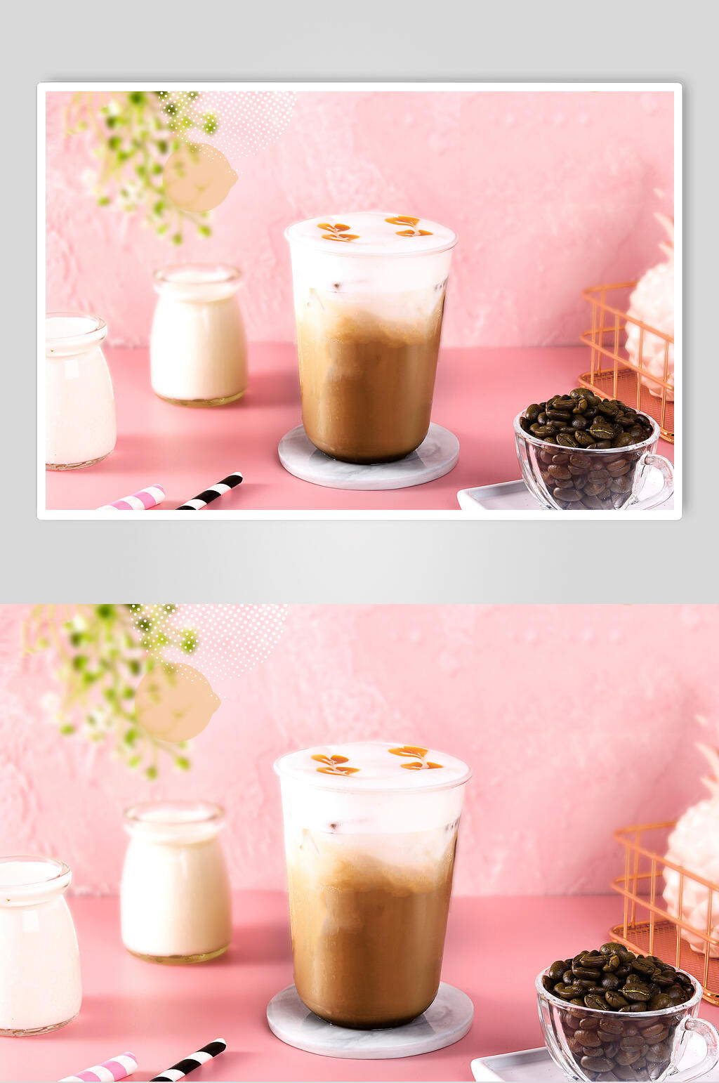 红豆吸管清新奶茶果汁图片素材