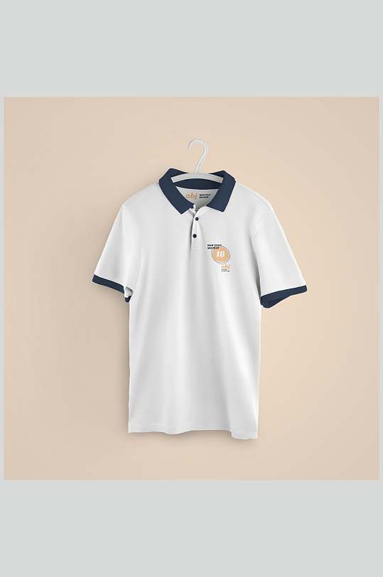 短袖黄白创意高端男士POLO衫样机-众图网