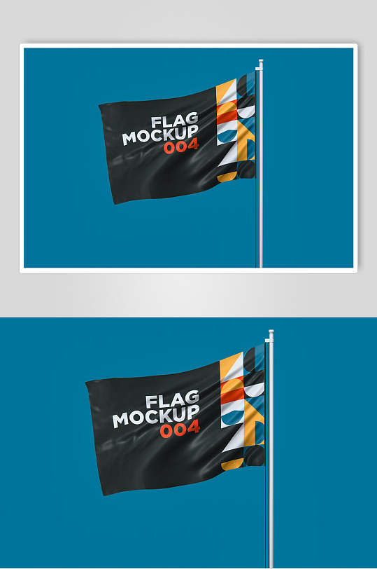 旗杆英文图形创意高端清新旗帜样机-众图网