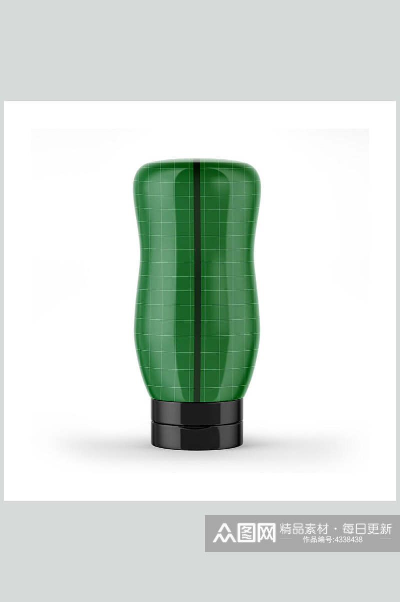 线条绿色瓶子创意高端简约酱瓶样机素材