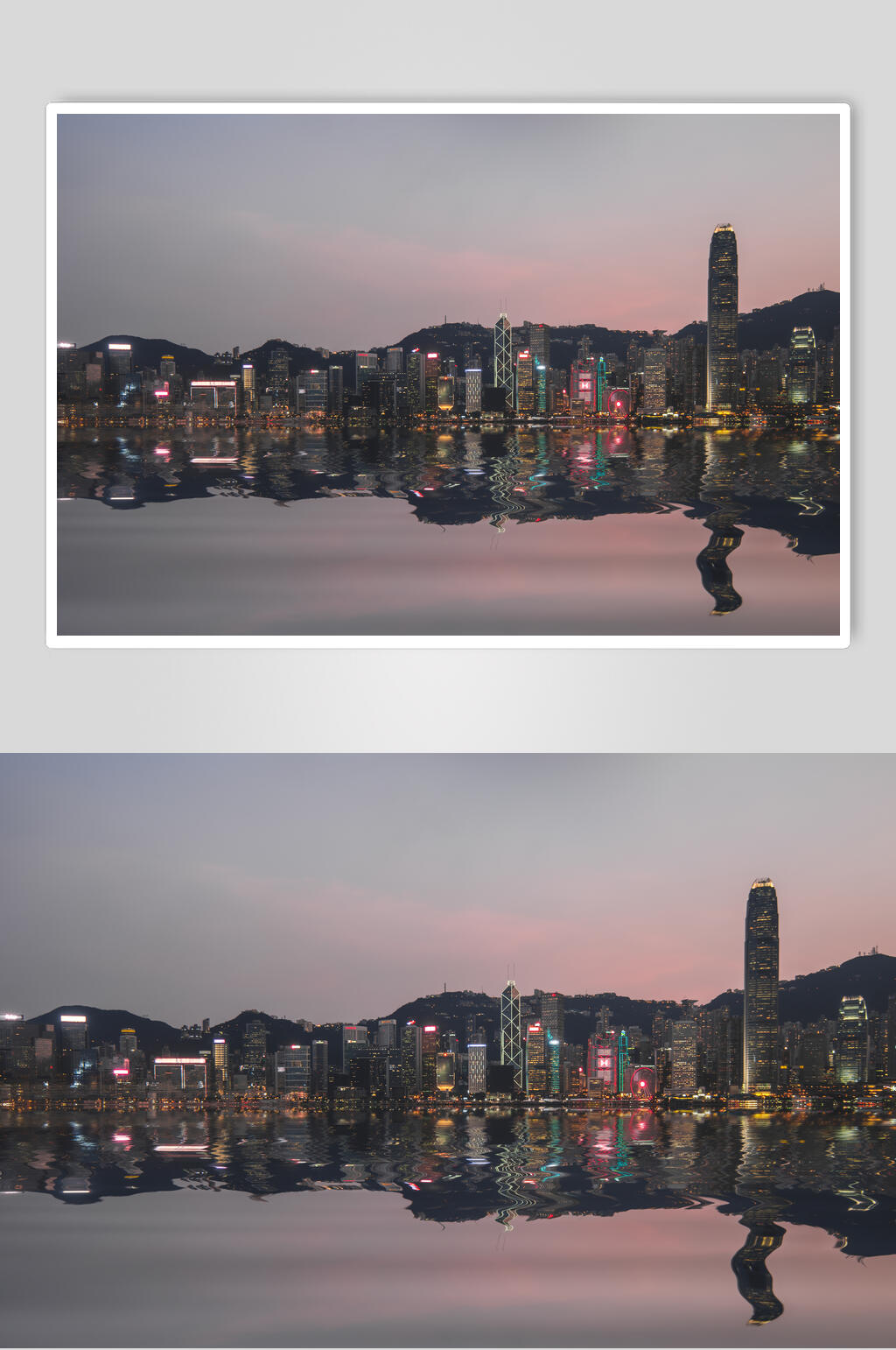 黄昏海边倒影维多利亚港口图片素材