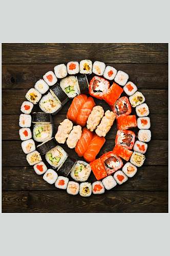 大圆盘寿司美食摄影图片