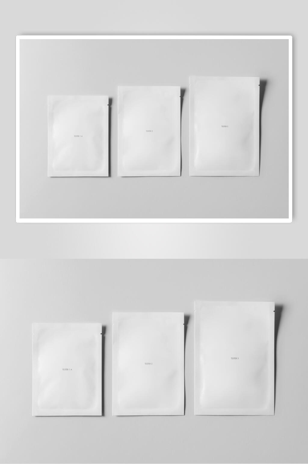 灰色简约方形铝箔袋调味品包装样机素材