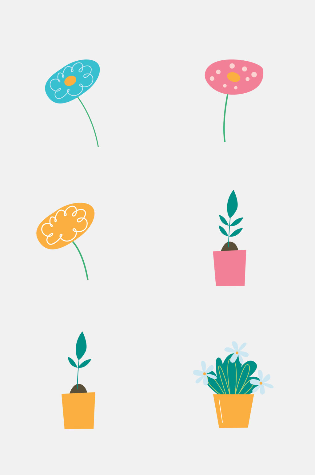 盆栽绿植儿童卡通插画免抠素材素材