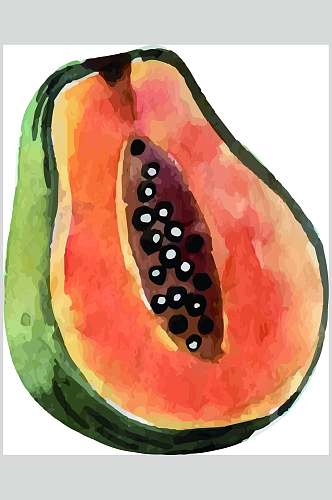 木瓜手绘水果矢量素材