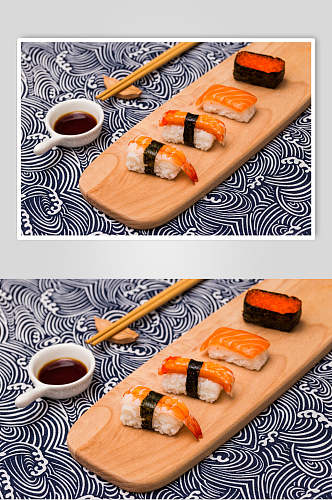 三文鱼鱼籽寿司美食摄影图片