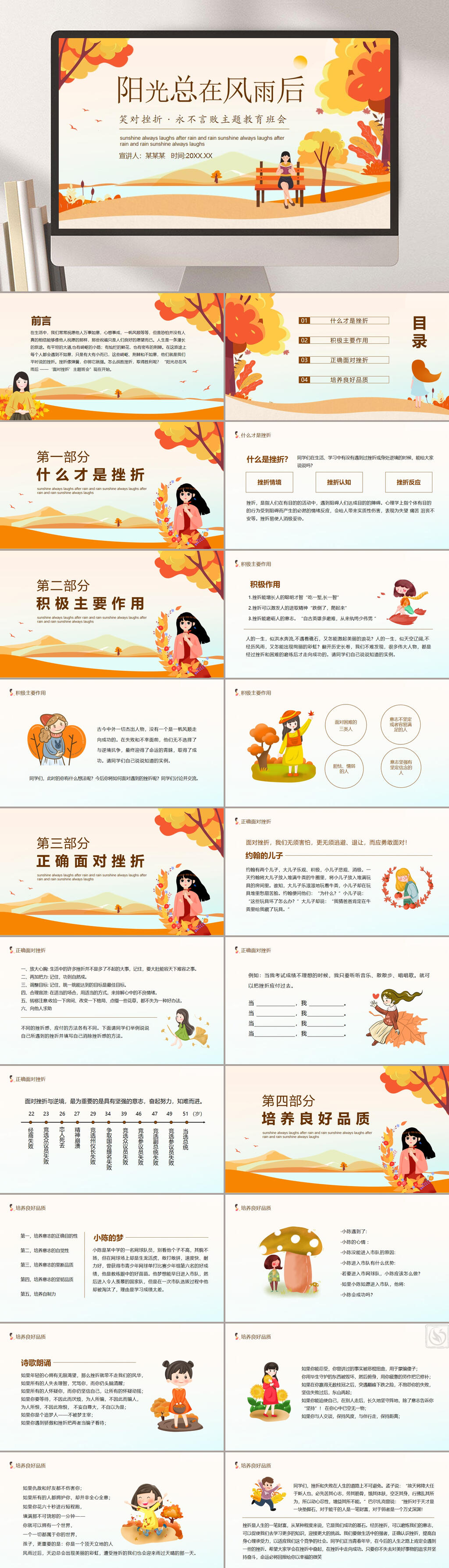 阳光总在风雨后学生挫折成长PPT素材