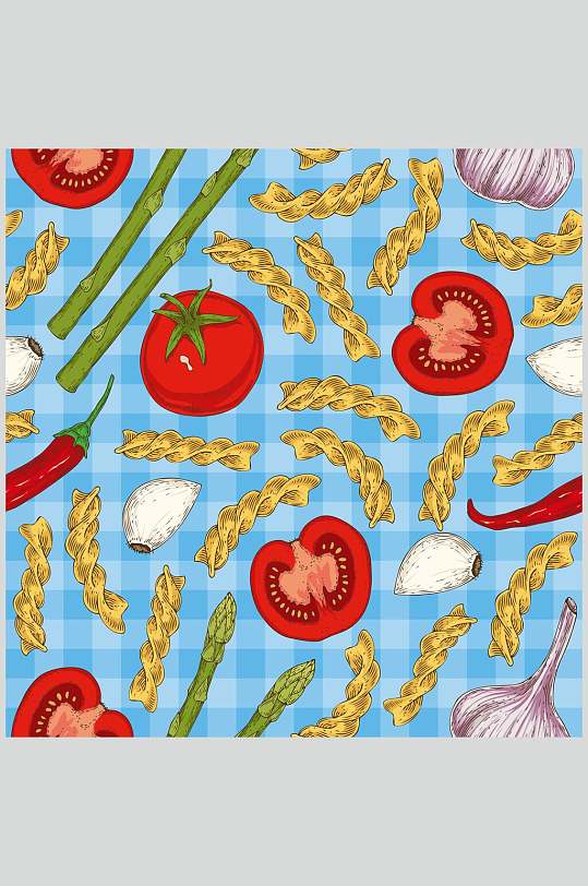 时尚创意西红柿美食手绘无缝图片