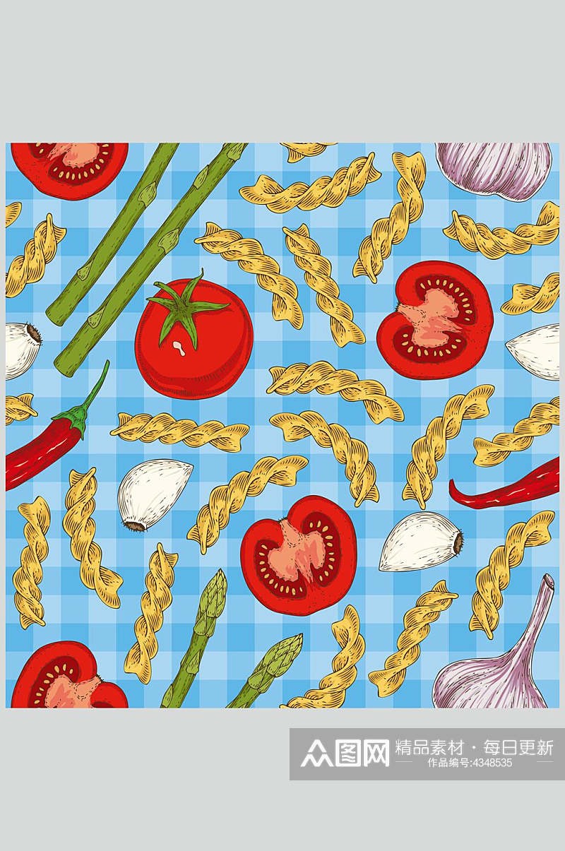 时尚创意西红柿美食手绘无缝图片素材