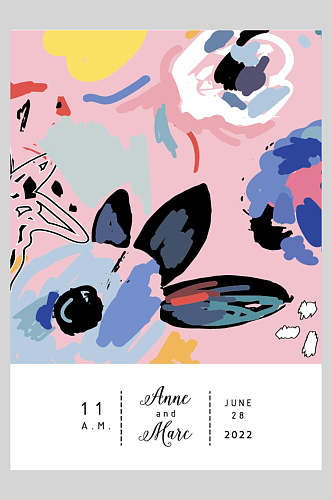 粉色矢量手绘花卉海报