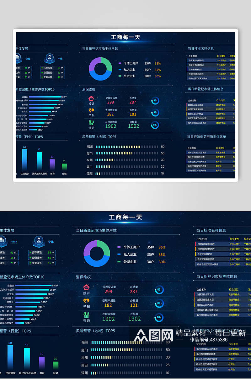 时尚蓝色数据分析UI免抠素材素材