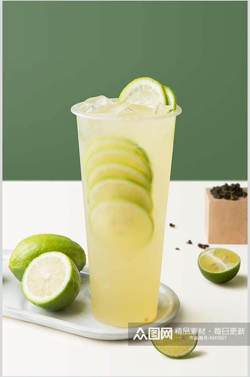 绿皮柠檬奶茶图片素材