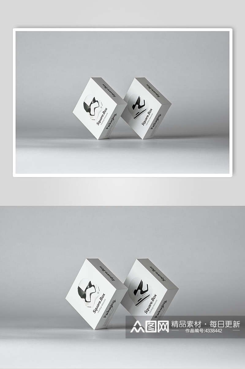 悬空盒子创意高端创意纸盒设计样机素材