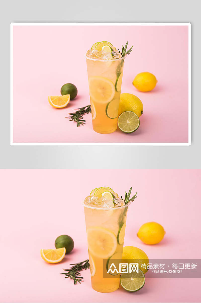 金桔柠檬水果加冰奶茶图片素材