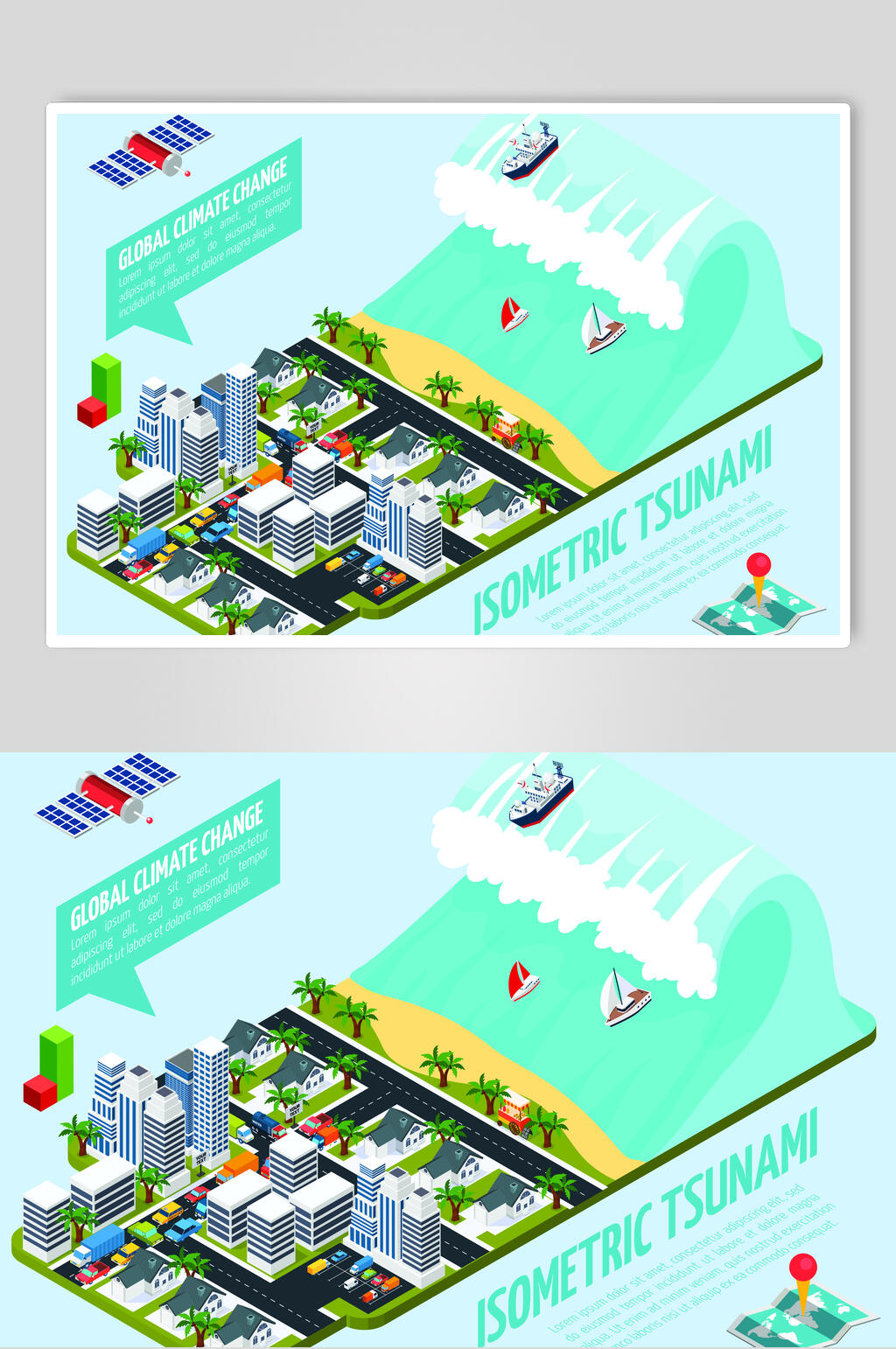 海边城市建筑矢量素材素材