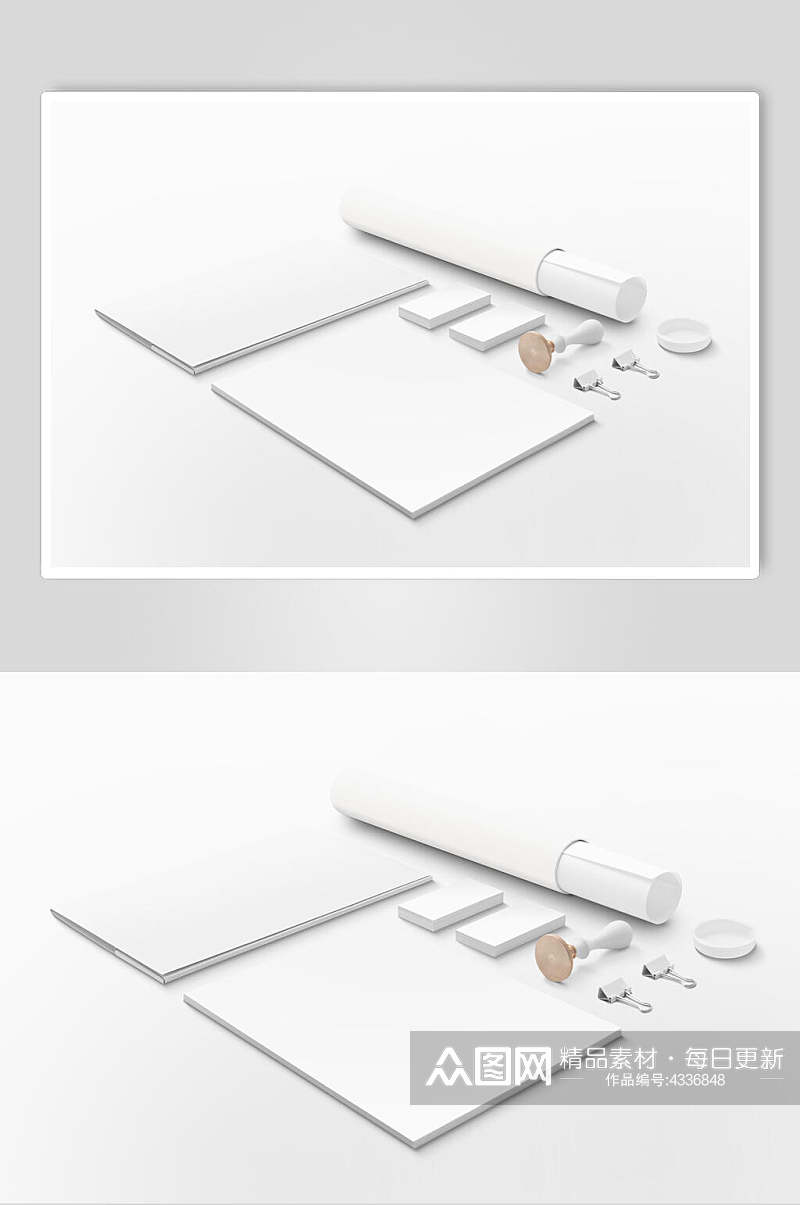 纸张白色创意高端简约清新名片样机素材