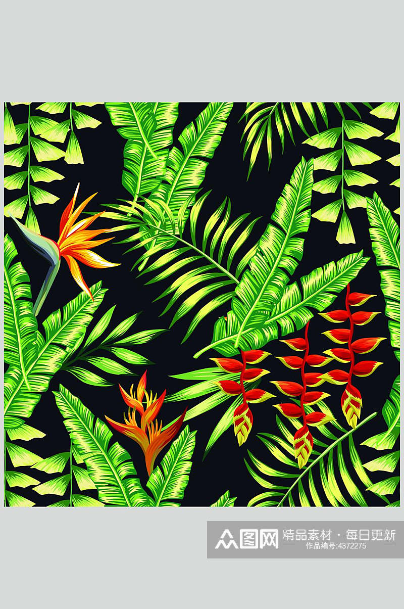 热带植物花叶底纹背景素材素材
