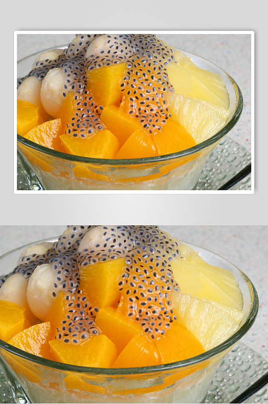 奇亚籽黄桃菠萝水果捞图片