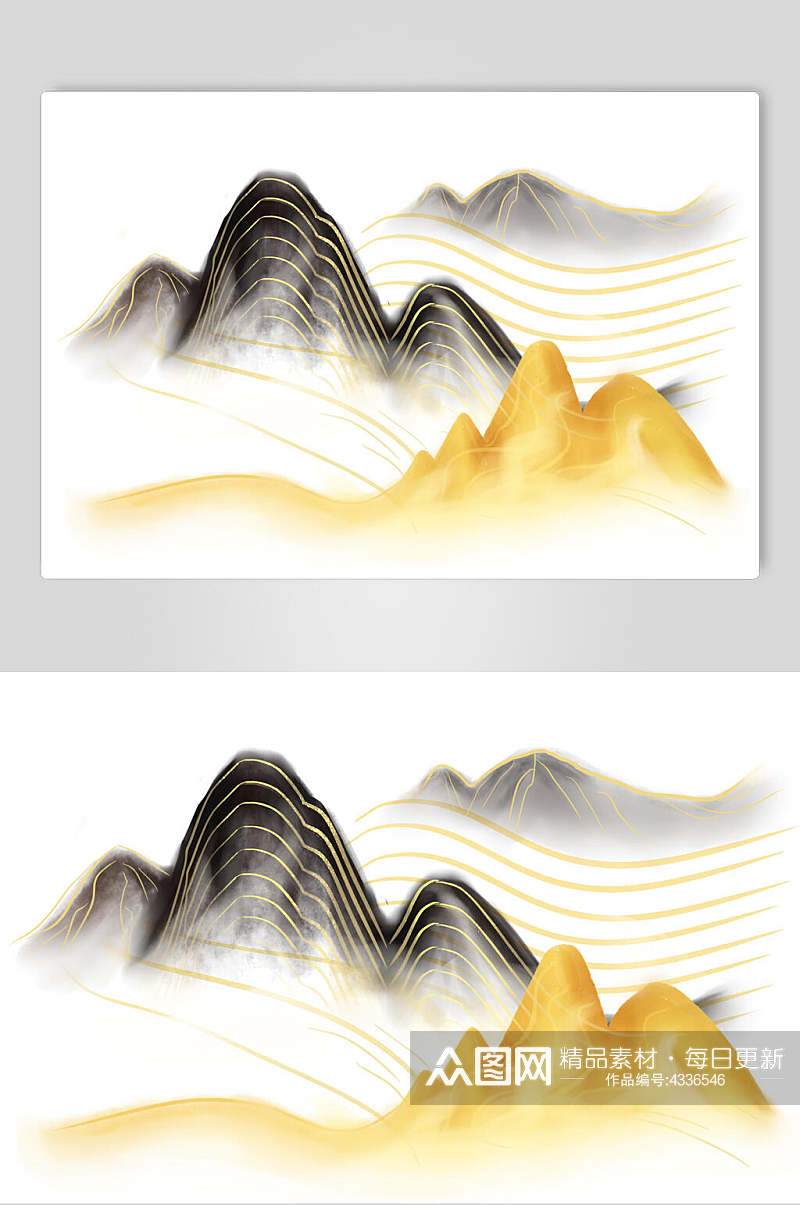 条纹中国风山水插画素材