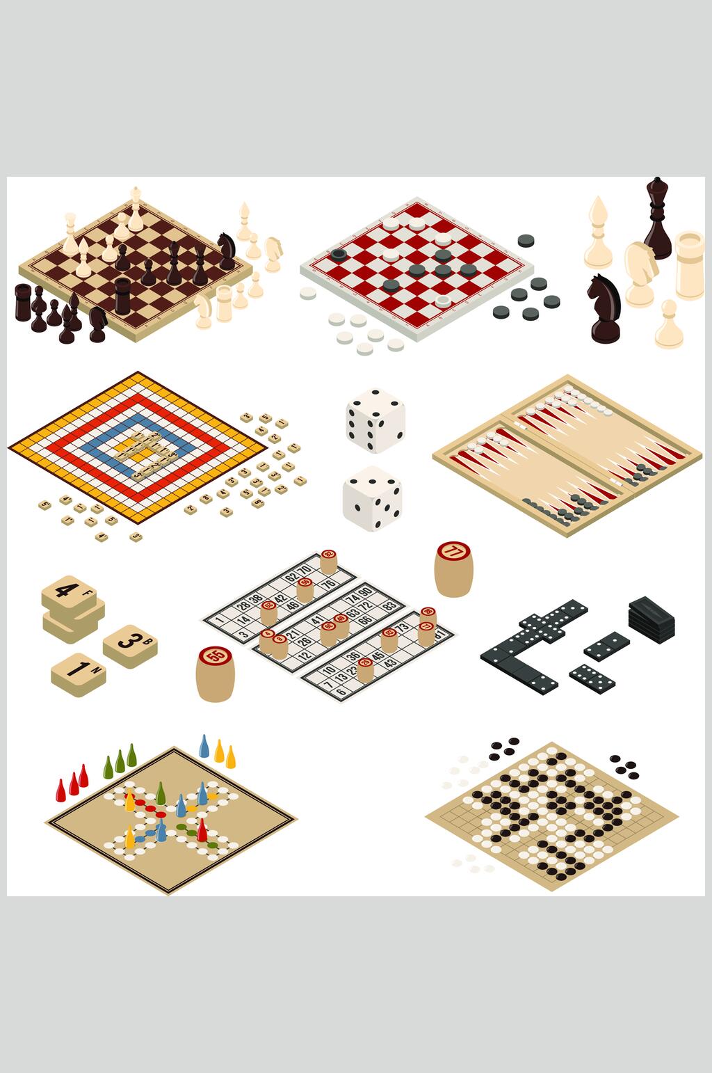 简约风棋牌游戏矢量素材素材