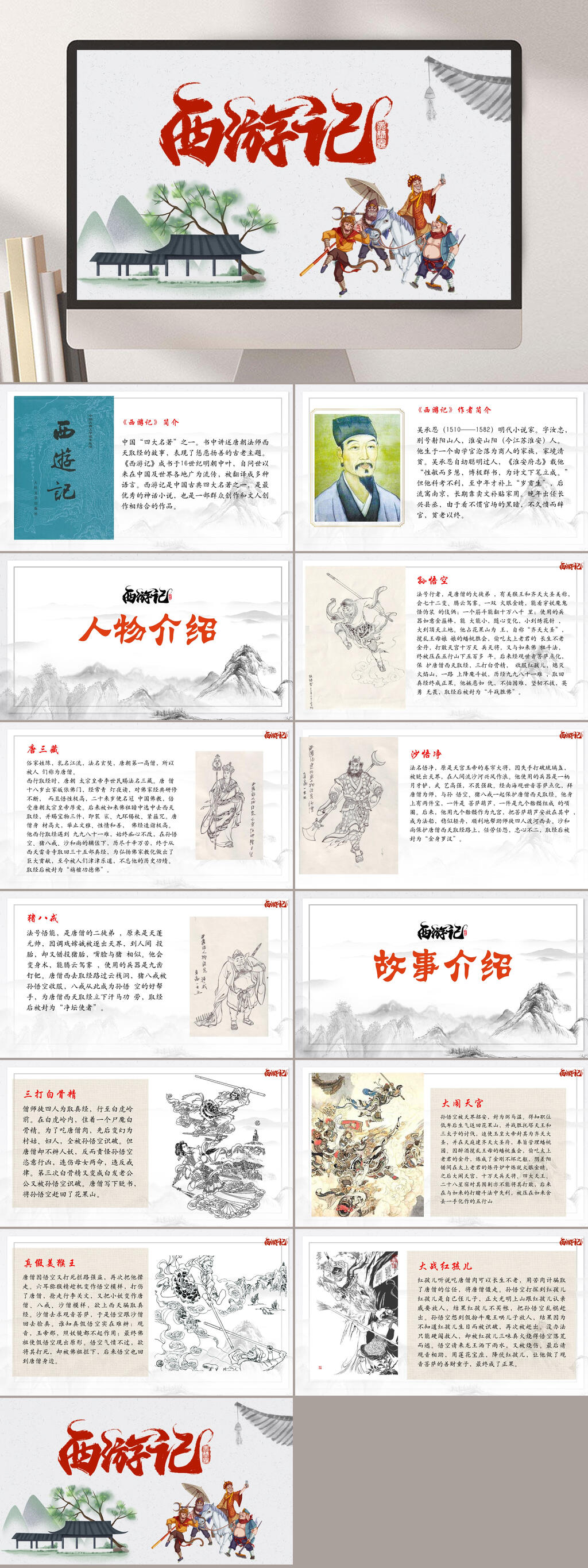 水墨西游记名著导读PPT素材