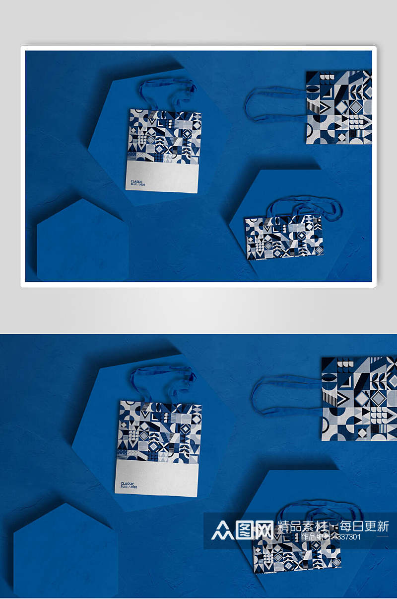 盒子蓝色多边形创意产品包装样机素材