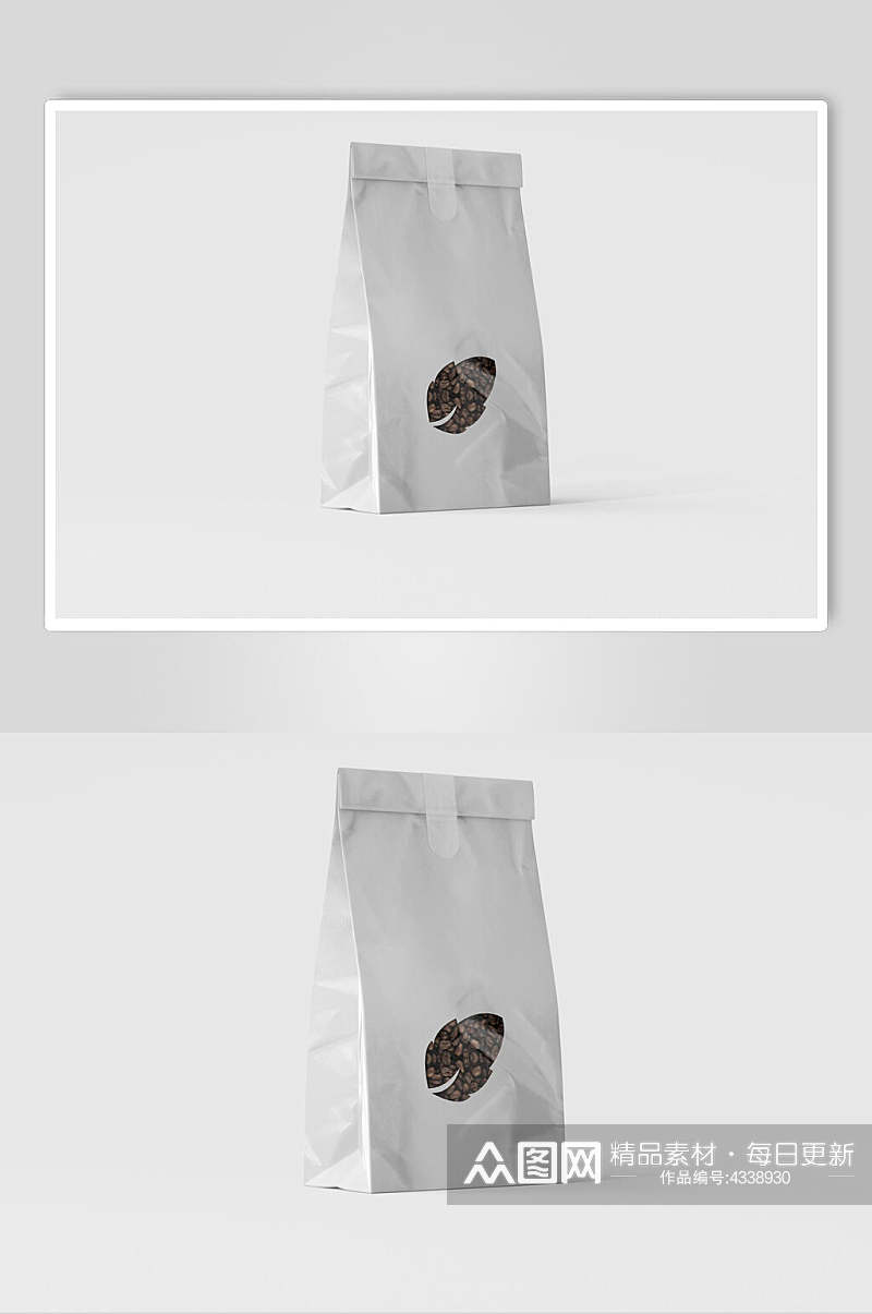 灰色简约创意高端纸袋外卖包装样机素材