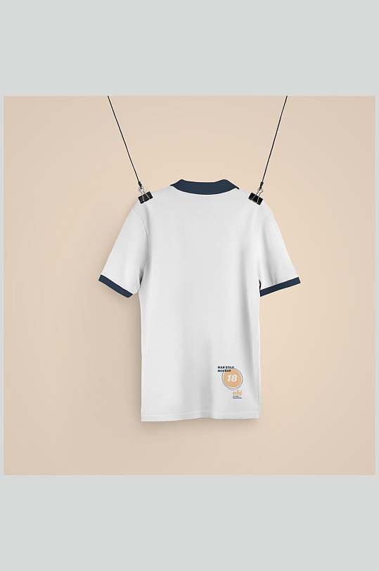 短袖黄白夹子清新男士POLO衫样机-众图网