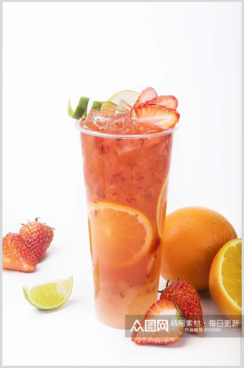 柠檬草莓奶茶图片素材