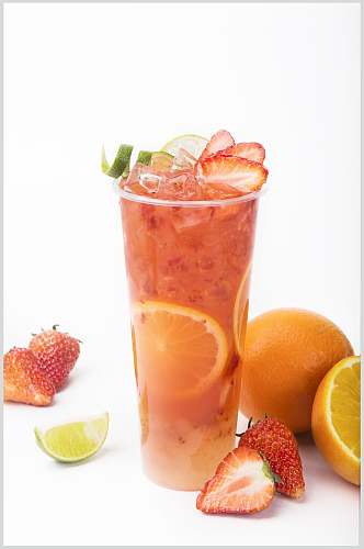 柠檬草莓奶茶图片