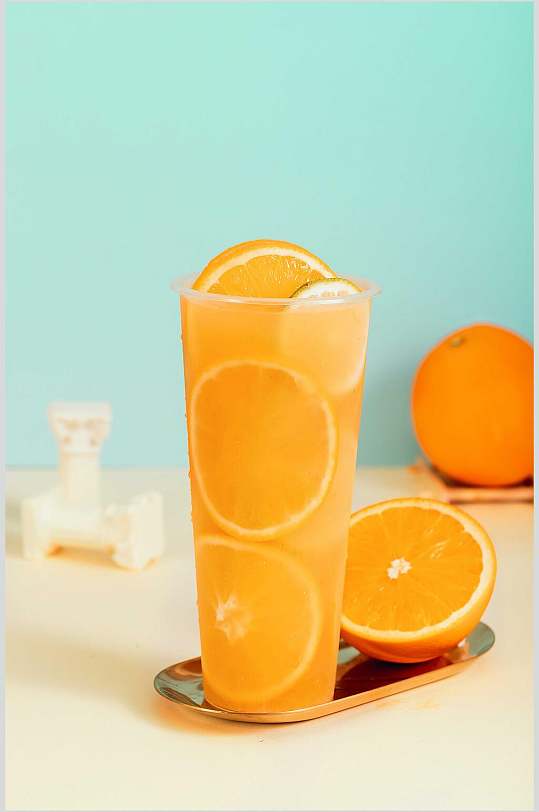 鲜橙清新奶茶果汁图片