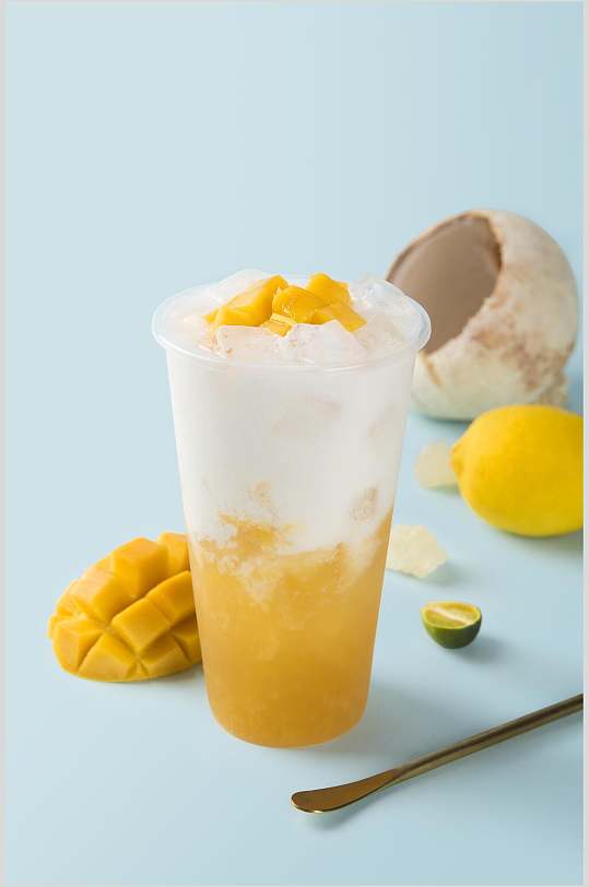 奶茶店亚克力台卡芒果奶茶图片