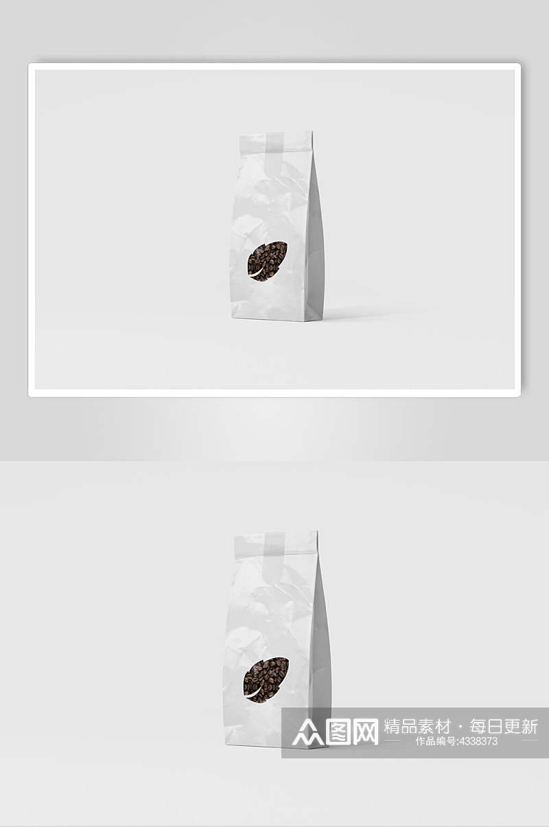 灰色叶子创意高端纸袋外卖包装样机素材