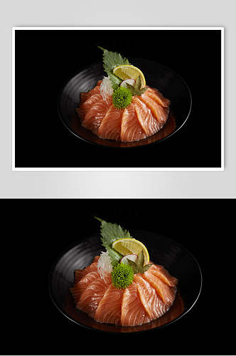 三文鱼柠檬寿司美食摄影图片