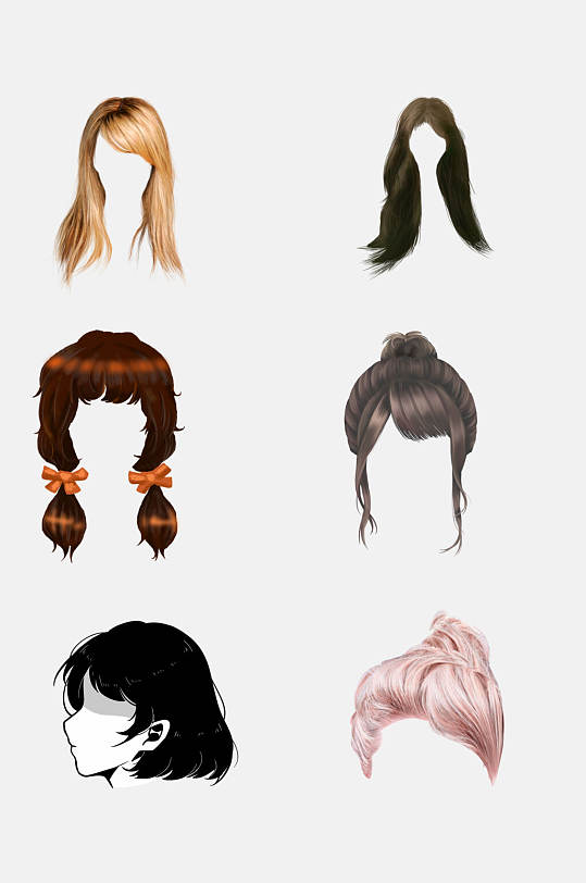 时尚大气假发发型免抠设计素材