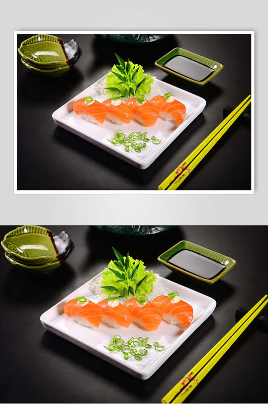 三文鱼青色寿司美食摄影图片